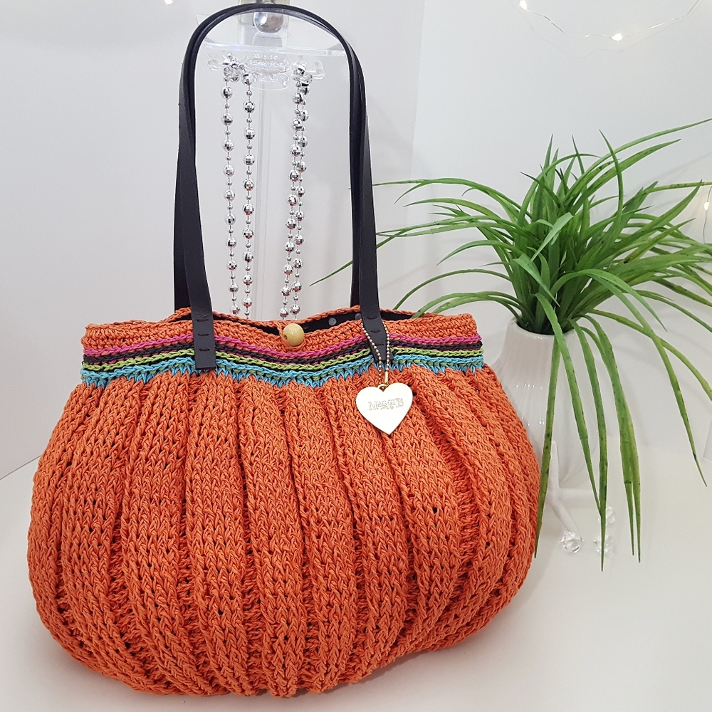 MaggiB Straw Bag🎃Woven Slouchy Crochet Bag🧡Tote Shoulder Bag